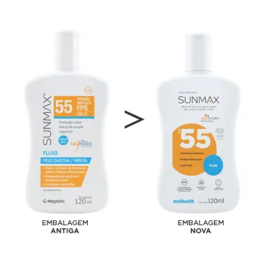 Protetor Solar Sunmax Fluid Pele Oleosa e Mista FPS 55 Loção Fluida com 120ml