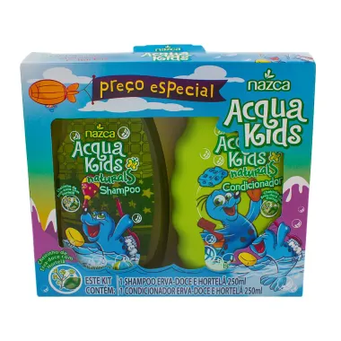 Shampoo + Condicionador Infantil Acqua Kids Naturals Erva-Doce e Hortelã  com 250ml Cada Preço Especial