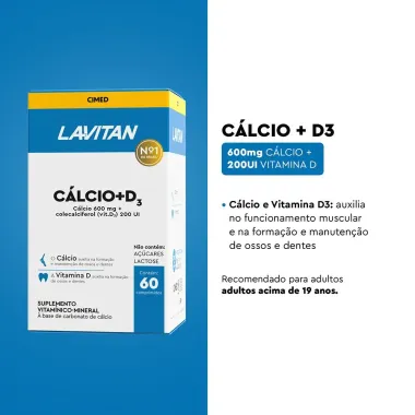 Lavitan C&aacute;lcio + D com 60 Comprimidos