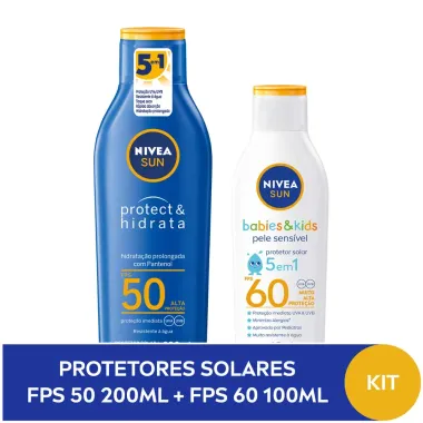 Protetor Solar Nivea Sun Protect & Hidrata FPS 50 Lo&ccedil;&atilde;o 200ml e Ganhe Protetor Solar Nivea Sun Kids Sensitive FPS 60 Lo&ccedil;&atilde;o 100ml