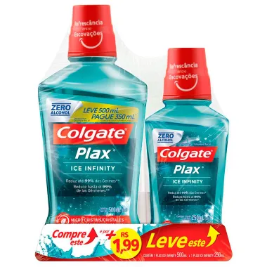 Enxaguante Bucal Colgate Plax Ice Infinity 500ml Promo + 1,99 Leve Solução Bucal Plax Ice Infinity 250ml