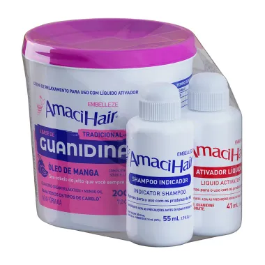 Kit Creme de Relaxamento AmaciHair Tradicional &agrave; Base de Guanidina e &Oacute;leo de Manga
