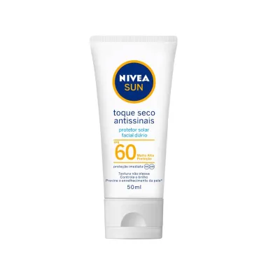 Protetor Solar Facial Nivea Sun Toque Seco Antissinais FPS 60 Loção 50ml