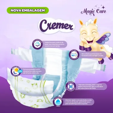 Fralda Cremer Magic Care Tamanho XG Pacote Hiper com 52 Fraldas Descartáveis