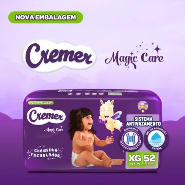 Fralda Cremer Magic Care Tamanho XG Pacote Hiper com 52 Fraldas Descartáveis