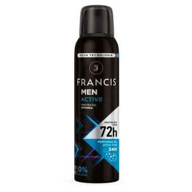 Desodorante Francis Men Active Proteção Intensa Aerosol Antitranspirante 72h 150ml