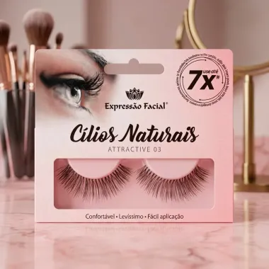 C&iacute;lios Posti&ccedil;os Naturais Express&atilde;o Facial Attractive 03 1 Par