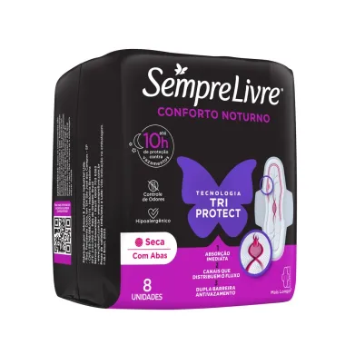 Absorvente Externo Sempre Livre Conforto Noturno Seca 8 Unidades