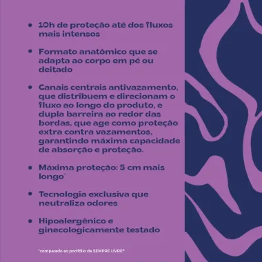 Absorvente Externo Sempre Livre Conforto Noturno Seca 8 Unidades