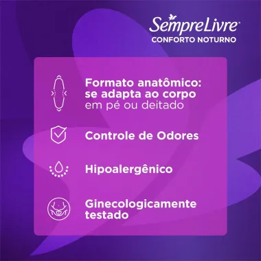 Absorvente Externo Sempre Livre Conforto Noturno Seca 8 Unidades