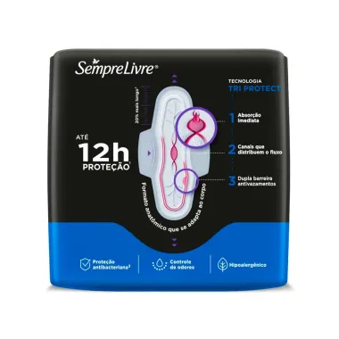 Absorvente Externo Sempre Livre Conforto Noturno Seca 8 Unidades