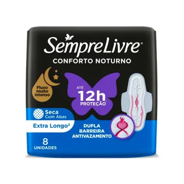 Absorvente Externo Sempre Livre Conforto Noturno Seca 8 Unidades