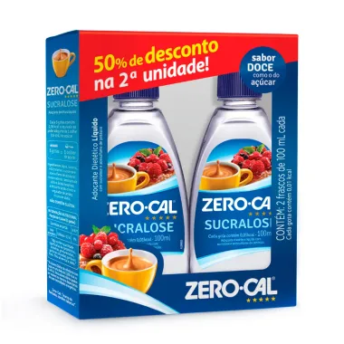 Adoçante Zero Cal Sucralose Gotas 2 Unidades 100ml cada 50% de Desconto na 2ª Unidade