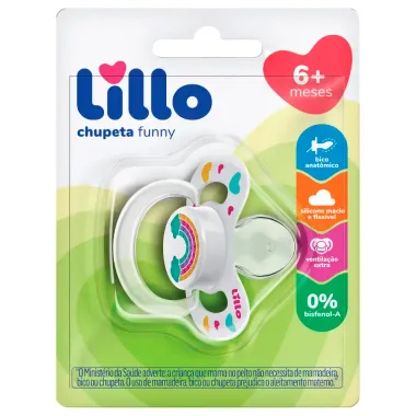 Chupeta Lillo Funny Silicone Ortodôntico 6+ Meses Girl Estampa Sortida 1 Unidade