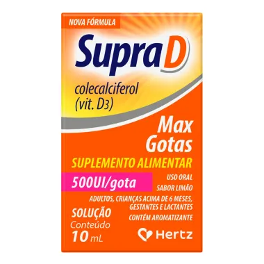 Supra D 500UI Max Gotas Sabor Limão com 10ml