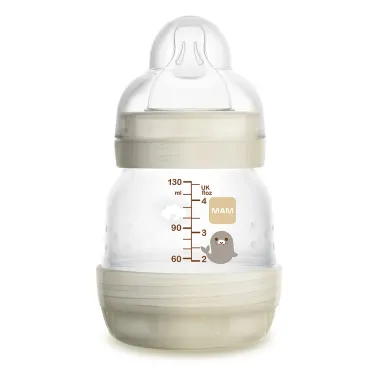 Mamadeira Mam First Bottle Bico de Silicone Desenhos Sortidos 130ml 0+ Meses Neutra Ref:4651