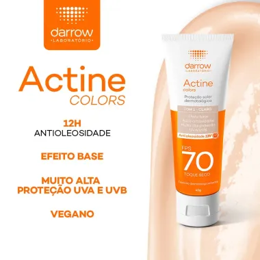 Protetor Solar Actine Colors Pele Clara FPS 70 Toque Seco 40g