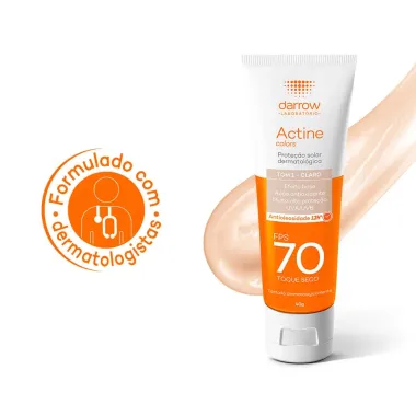 Protetor Solar Actine Colors Pele Clara FPS 70 Toque Seco 40g