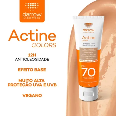 Protetor Solar Actine Colors Pele Morena FPS 70 Toque Seco 40g