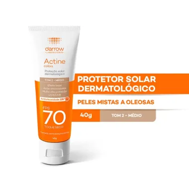 Protetor Solar Actine Colors Pele Morena FPS 70 Toque Seco 40g