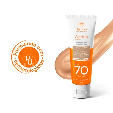 Protetor Solar Actine Colors Pele Morena FPS 70 Toque Seco 40g