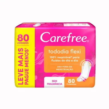 Protetor Diário Carefree Todo dia Flexi sem Perfume 80 Unidades Leve Mais Por Menos