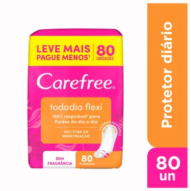 Protetor Diário Carefree Todo dia Flexi sem Perfume 80 Unidades Leve Mais Por Menos