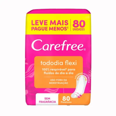 Protetor Diário Carefree Todo dia Flexi sem Perfume 80 Unidades Leve Mais Por Menos