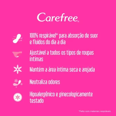 Protetor Di&aacute;rio Carefree Todo dia Flexi sem Perfume 15 Unidades