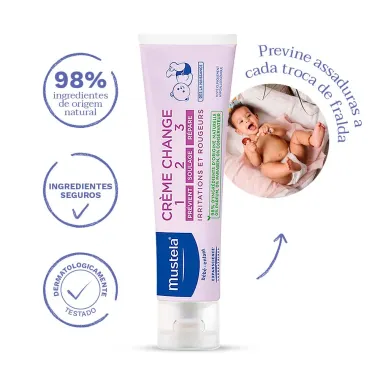 Creme Mustela Vitaminado Preventivo de Assaduras Tripla Ação 108g