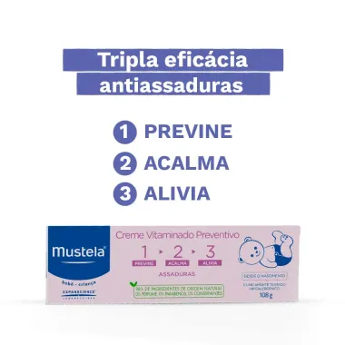 Creme Mustela Vitaminado Preventivo de Assaduras Tripla Ação 108g