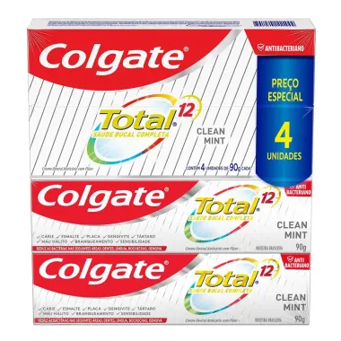 Creme Dental Colgate Total 12 Clean Mint 90g Leve 4 com Preço Especial