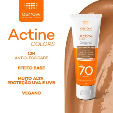 Protetor Solar Actine Colors Pele Morena Mais FPS 70 Toque Seco 40g