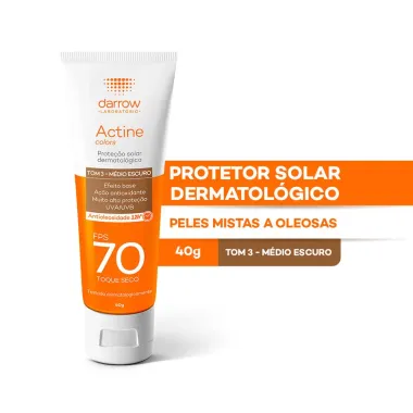 Protetor Solar Actine Colors Pele Morena Mais FPS 70 Toque Seco 40g