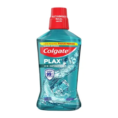 Enxaguante Bucal Colgate Plax Ice Infinity  Refresc&acirc;ncia Leve 500ml Pague 350ml