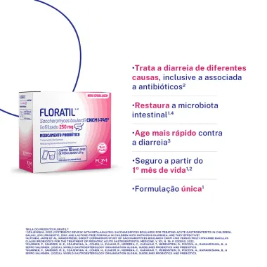 Floratil AT 250mg Sach&ecirc; com 10 Unidades de 1,25g cada