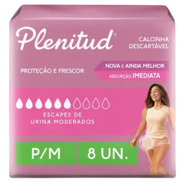 Roupa Íntima Plenitud Femme Tamanho P/M com 8 Unidades