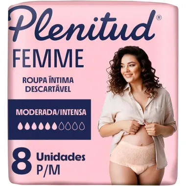 Roupa &Iacute;ntima Plenitud Femme Tamanho P/M com 8 Unidades