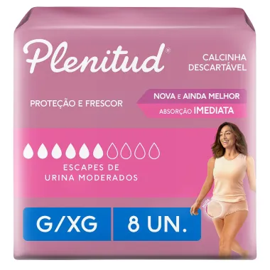 Roupa Íntima Plenitud Femme Tamanho G/XG 8 Unidades