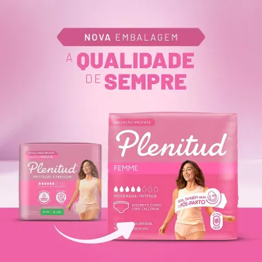 Roupa Íntima Plenitud Femme Tamanho G/XG 8 Unidades