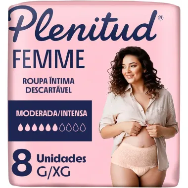 Roupa &Iacute;ntima Plenitud Femme Tamanho G/XG 8 Unidades