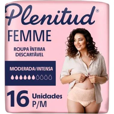 Roupa &Iacute;ntima Plenitud Femme Moderada Intensa Tamanho P/M 16 Unidades