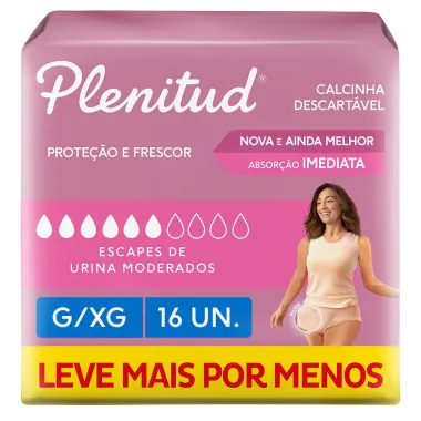 Roupa Íntima Plenitud Femme Tamanho G/XG com 16 Unidades