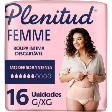 Roupa &Iacute;ntima Plenitud Femme Tamanho G/XG com 16 Unidades