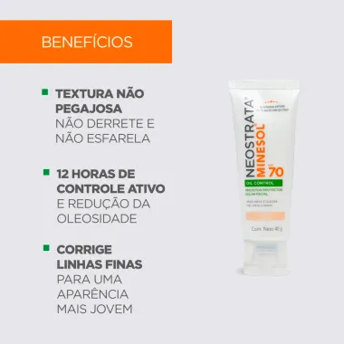 Protetor Solar Facial NeoStrata Minesol Oil Control FPS 70 Pele Clara 40g