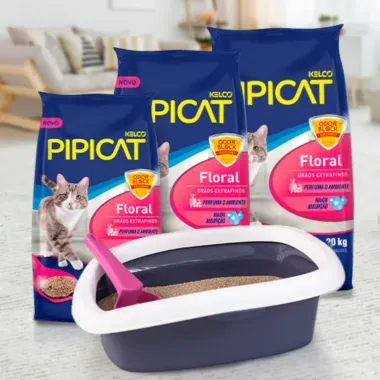 Areia Higiênica Pipicat Floral Perfumada para Gato com 4kg