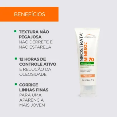 Protetor Solar Facial Neostrata Minesol Oil Control FPS 70 Cor Médio Claro 40g