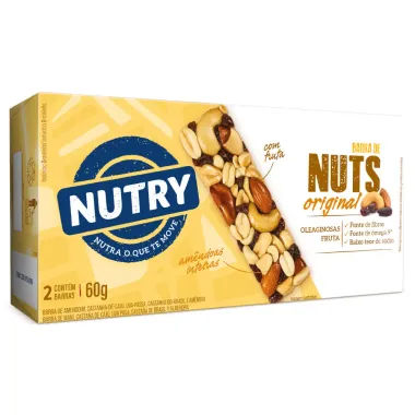 Barra de Cereais Nutry Nuts Original Caixa com 2 Unidades de 30g cada