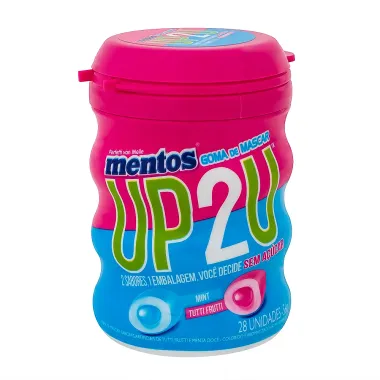 Chiclete Mentos UP2U Sabor Tutti Frutti Sweet Mint Sem Açúcar 56g com 28 Unidades