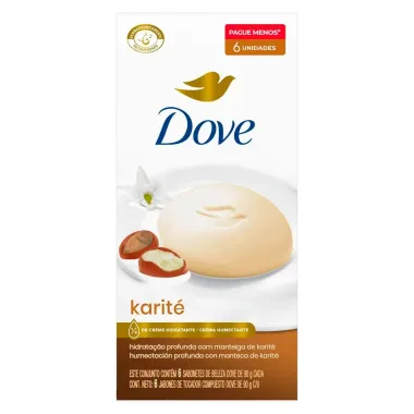 Sabonete em Barra Dove Delicious Care Karité Leve Mais Por Menos com 6 Unidades de 90g cada